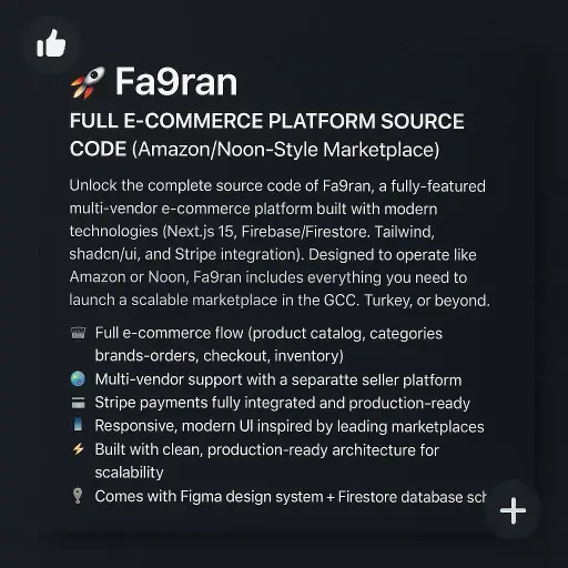 Fa9ran – Full E-Commerce Platform Source Code (Amazon/Noon-Style Marketplace) 